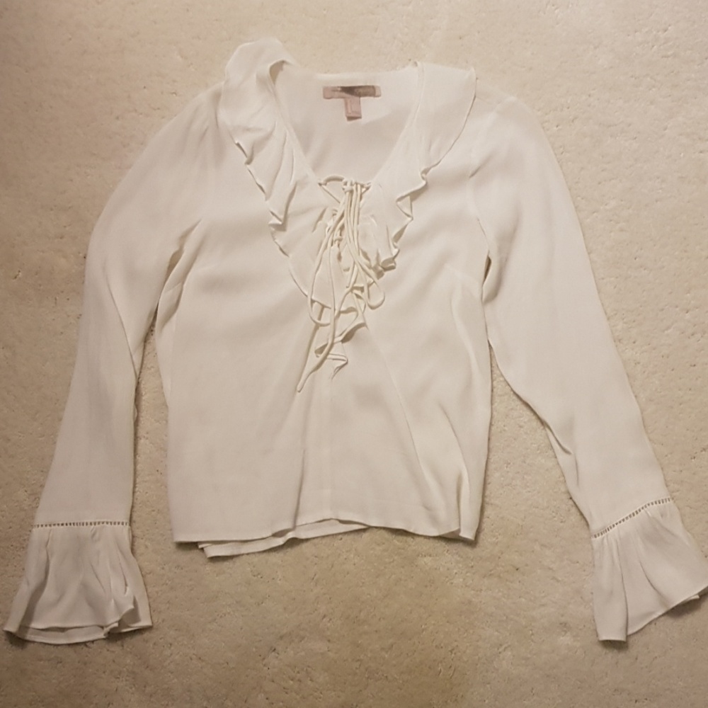 Forever 21 white ruffle long sleeve top